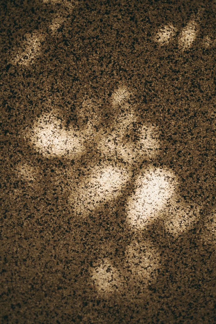 Artistic capture of light reflections creating patterns on a textured surface.