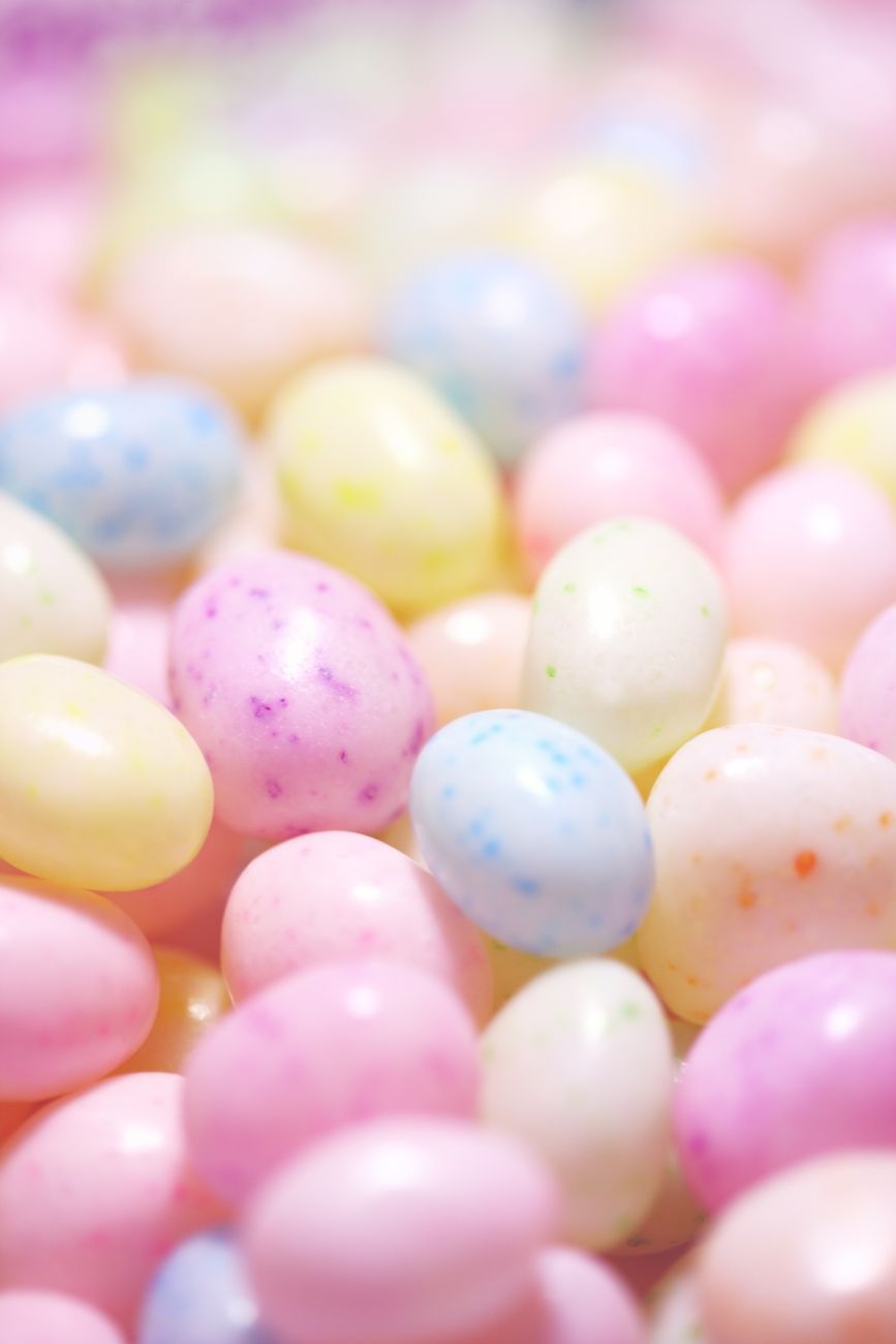 Vibrant pastel candy eggs perfect for Easter-themed designs and decorations.
