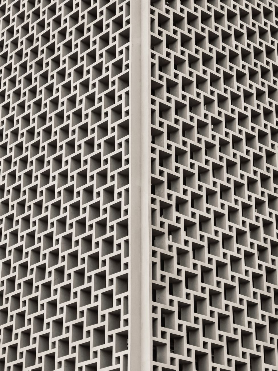 Close-up of a concrete geometric facade in İstanbul, Turkey.