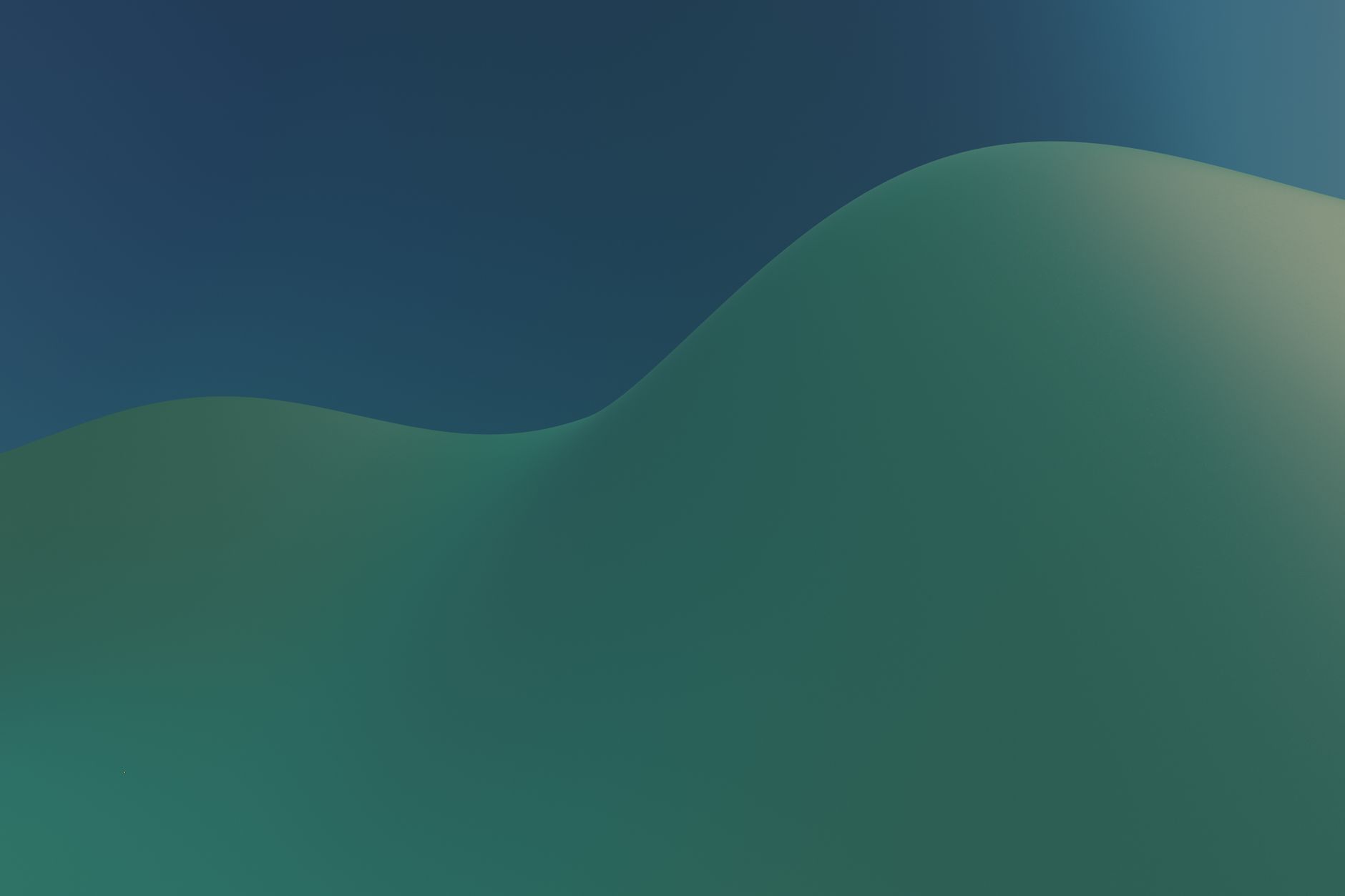 Minimalist abstract image capturing smooth green waves against a dark gradient sky.