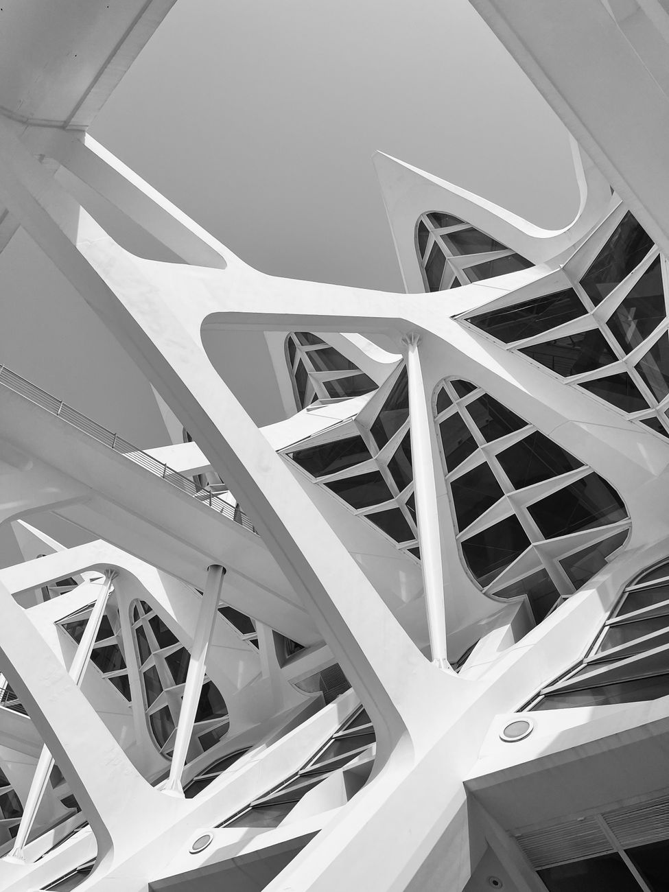 Intricate modern architectural structure in black and white tones.