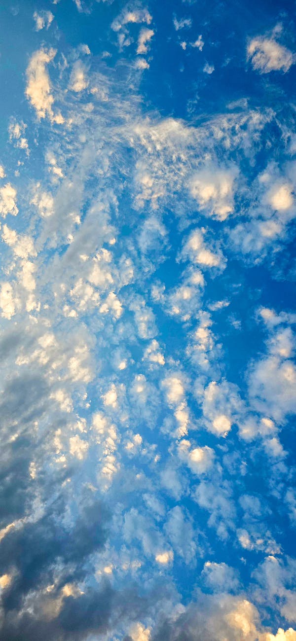 Captivating view of scattered cirrus clouds against a bright blue sky, showcasing nature's beauty.