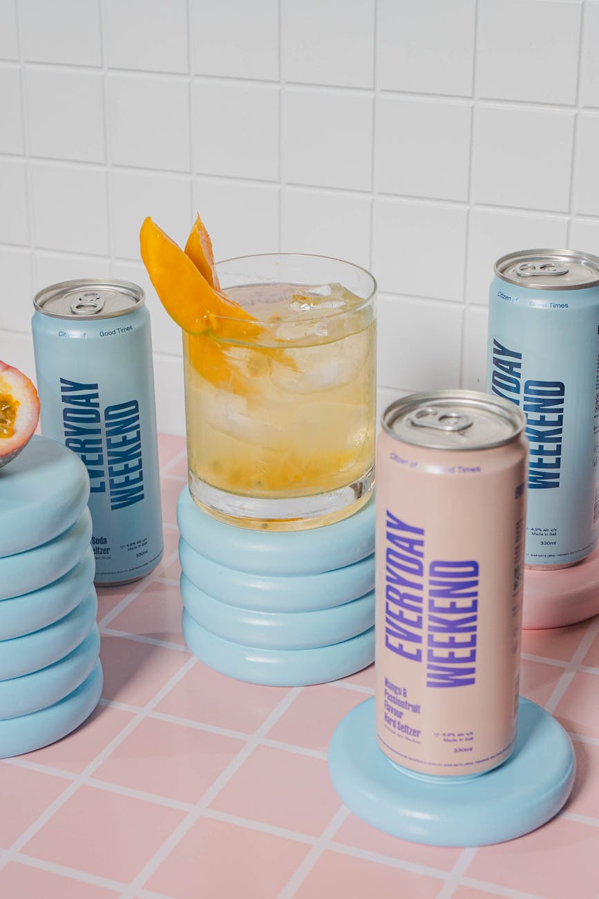 Chilled beverages with fruit garnish in a stylish setting, perfect for summer vibes.