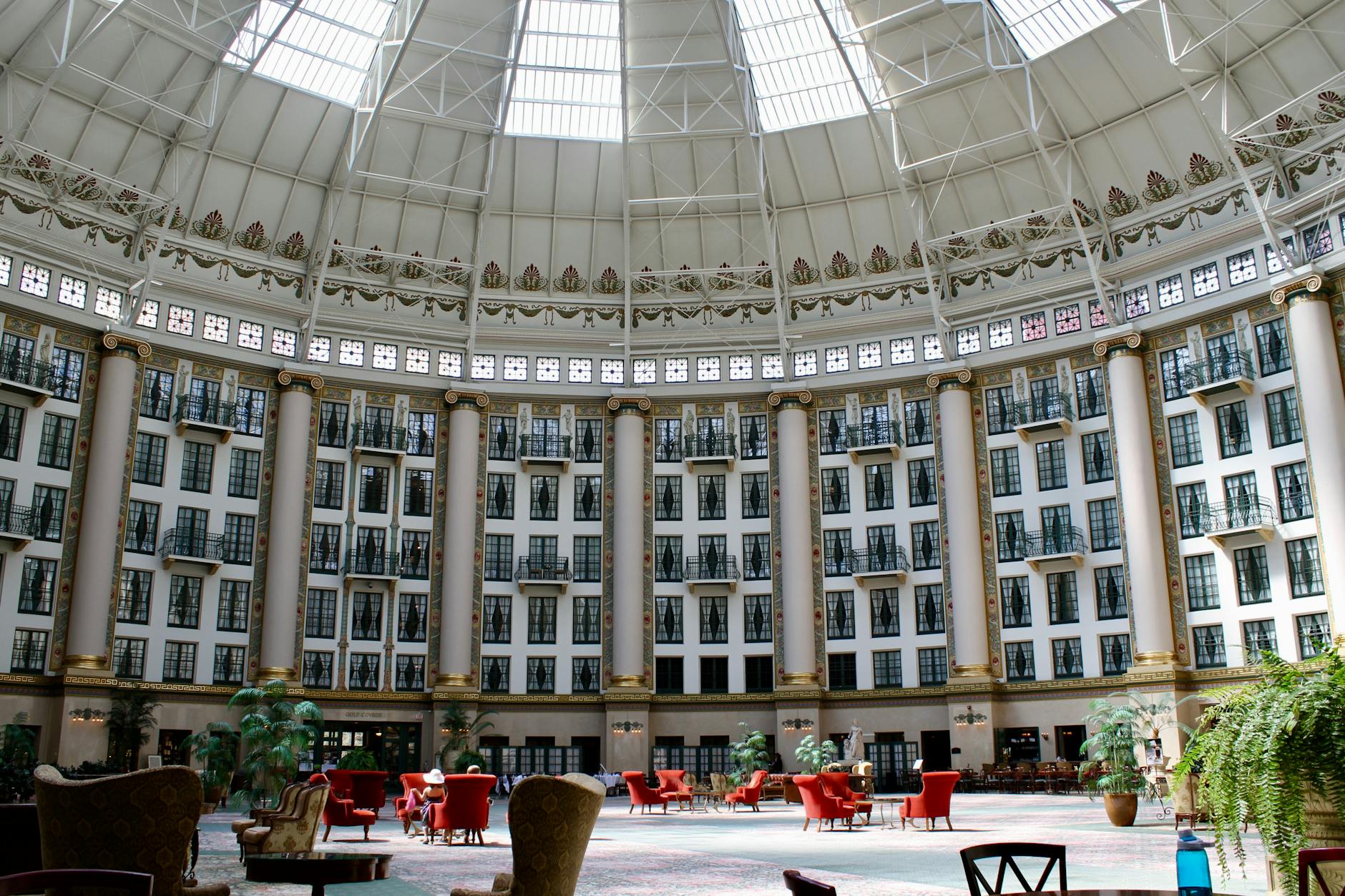 Stunning interior view of the iconic atrium at West Baden Springs Hotel, Indiana.