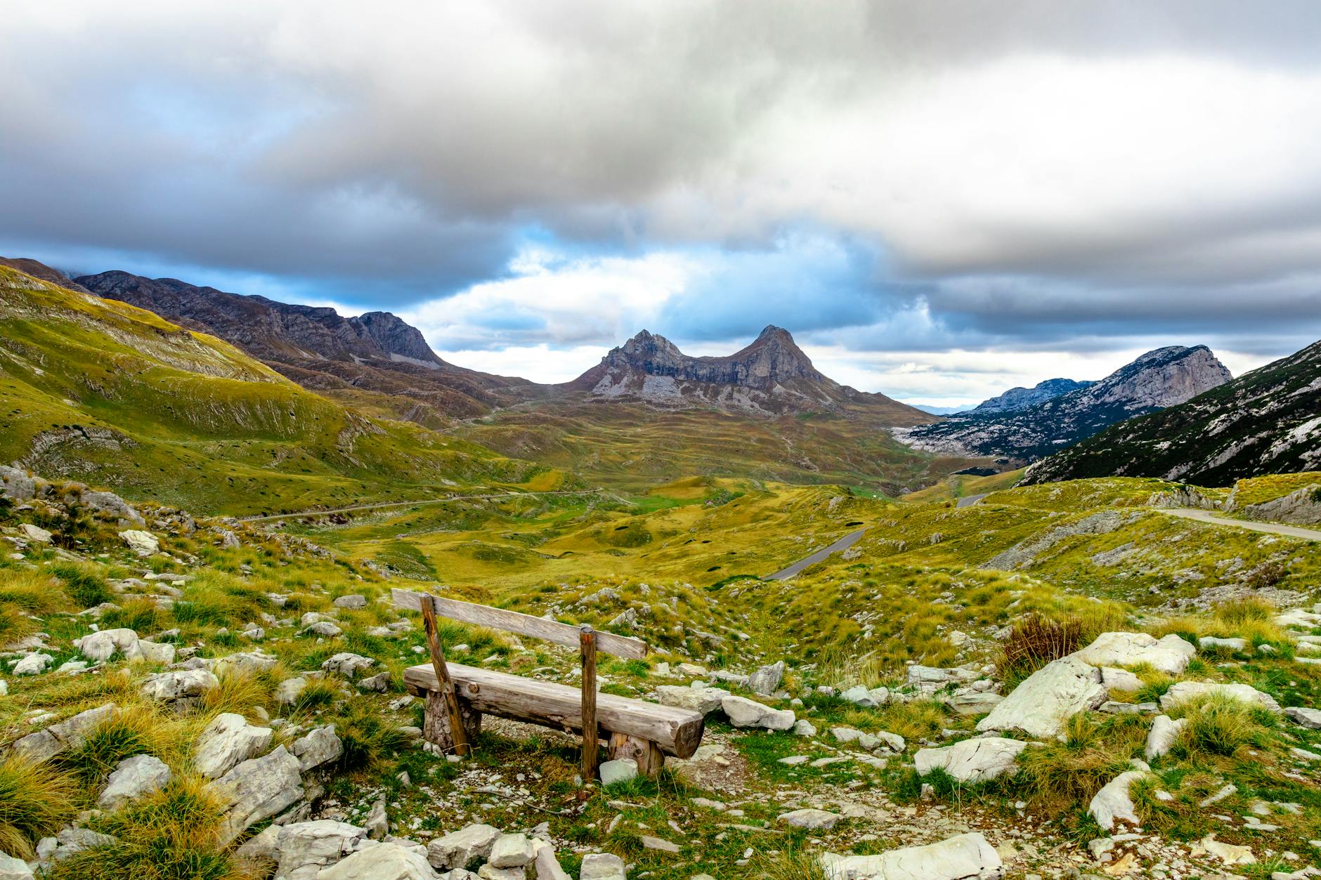 Breathtaking landscape of mountains and green fields in Žabljak, Montenegro.