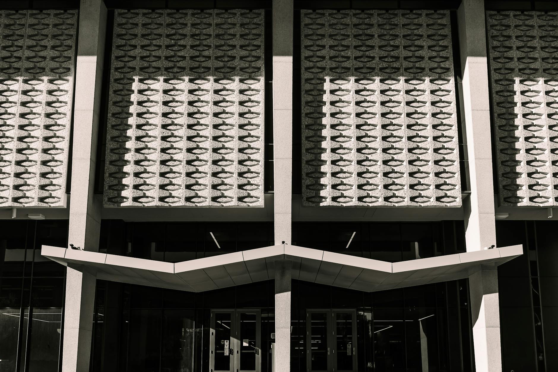 Detailed view of Arizona State University building facade in Tempe, showcasing modern architecture.