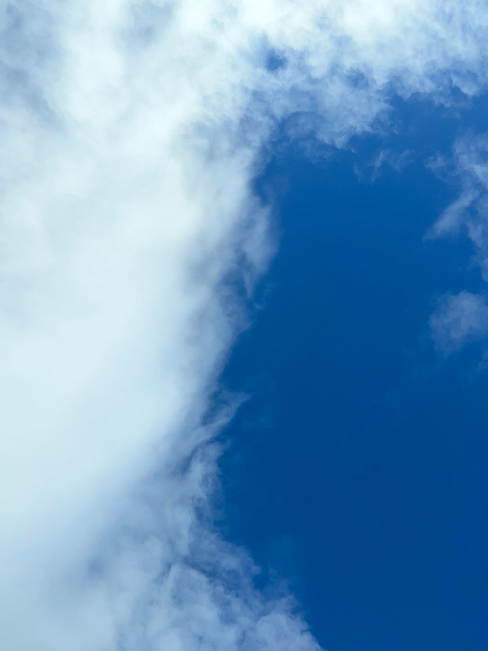 Bright blue sky with fluffy white clouds creating a tranquil atmosphere.
