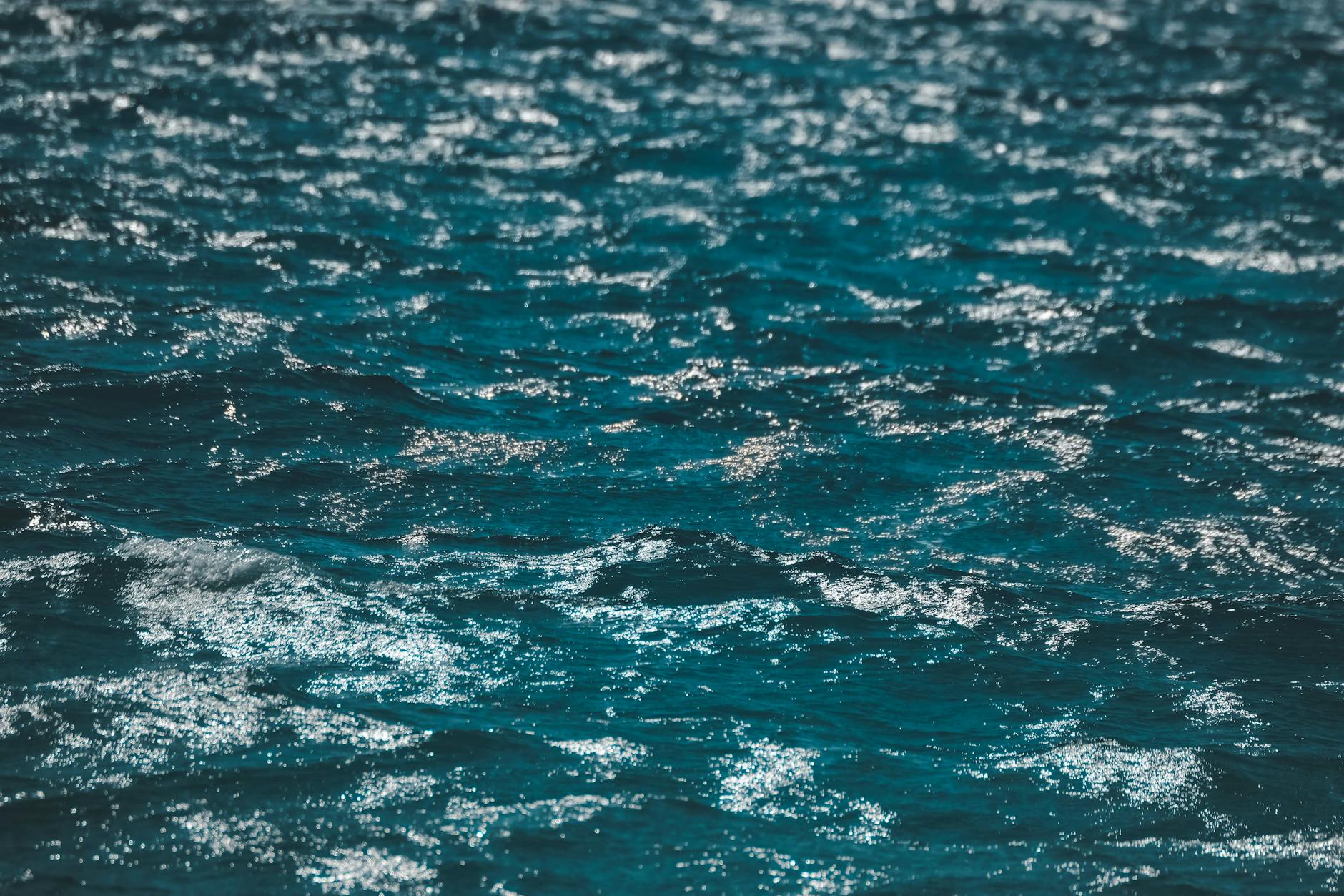 Capture of deep blue ocean waves glistening under sunlight, showcasing nature's beauty.