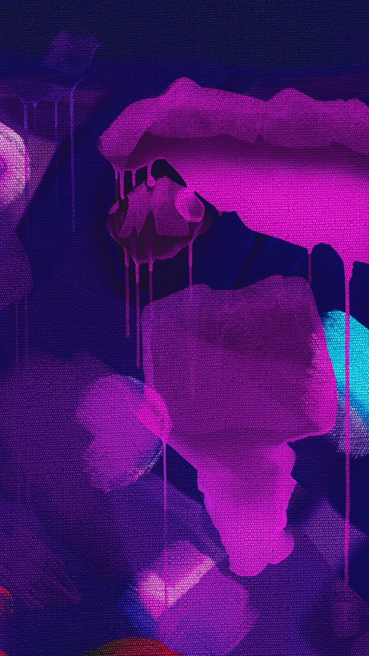 Colorful abstract art with rich textures and vibrant hues of purple and blue.